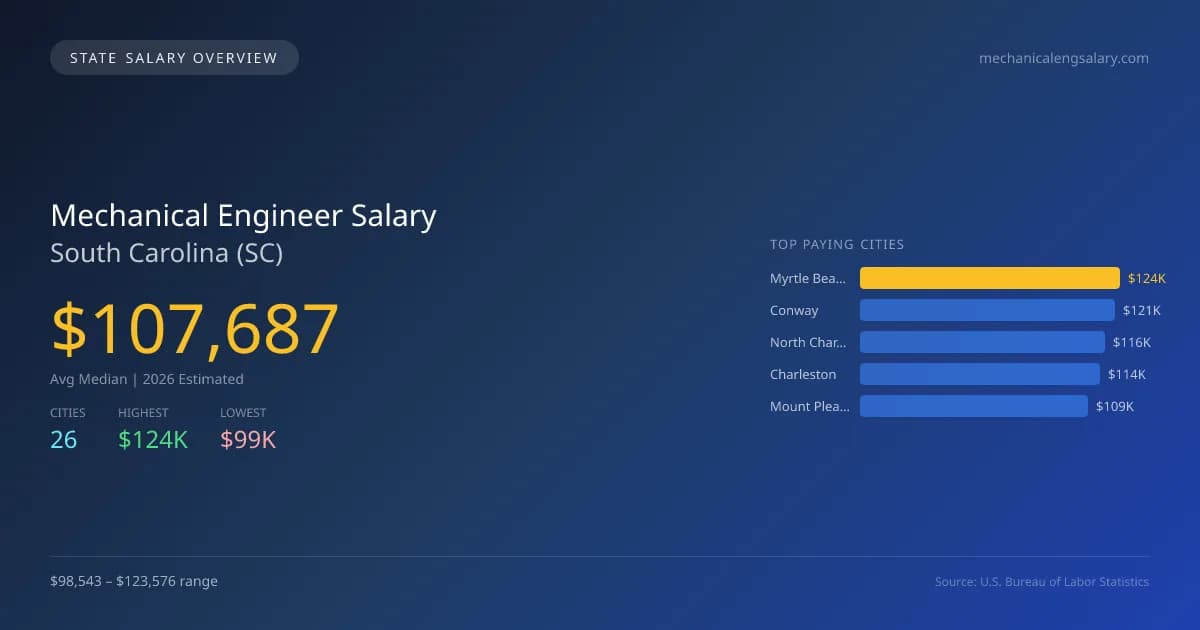 Mechanical Engineer Salary in South Carolina - 2025 BLS Data Infographic