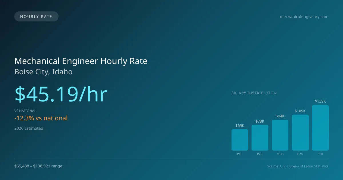 Mechanical Engineer Hourly Rate in Boise City, ID — 2026 est., based on 2025 BLS