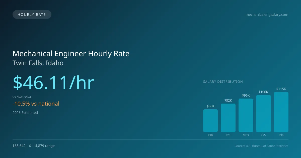 Mechanical Engineer Hourly Rate in Twin Falls, ID — 2026 est., based on 2025 BLS