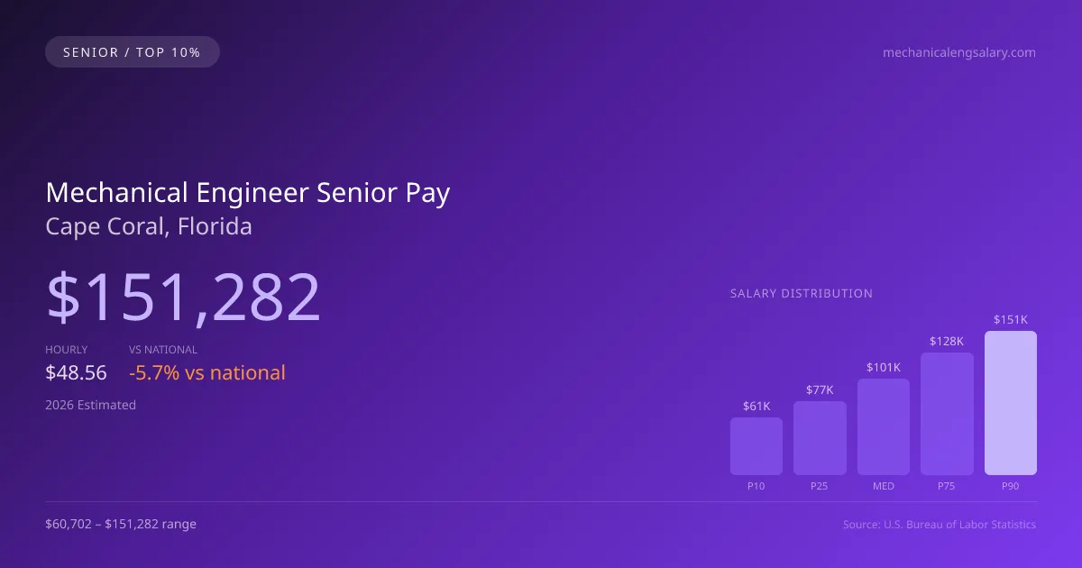 Mechanical Engineer Senior Salary in Cape Coral, FL — 2026 est., based on 2025 BLS